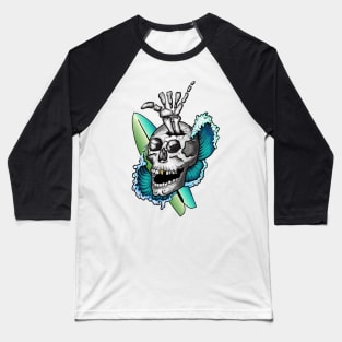 Surfs Up Skull Baseball T-Shirt